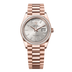 Rolex Day-Date 36 mm Silver Set With Diamonds Dial 18 kt Everose Gold President Bracelet 128395tbr-0030