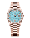 Rolex Day-Date 36 36 mm Turquoise Set With Diamonds Dial 18 kt Everose Gold President Bracelet 128345rbr-0064 - WATCHXNYC