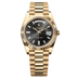 Rolex Day-Date 40 mm Bright Black Set With Diamonds Dial 18k Yellow Gold President Bracelet 228238-0004