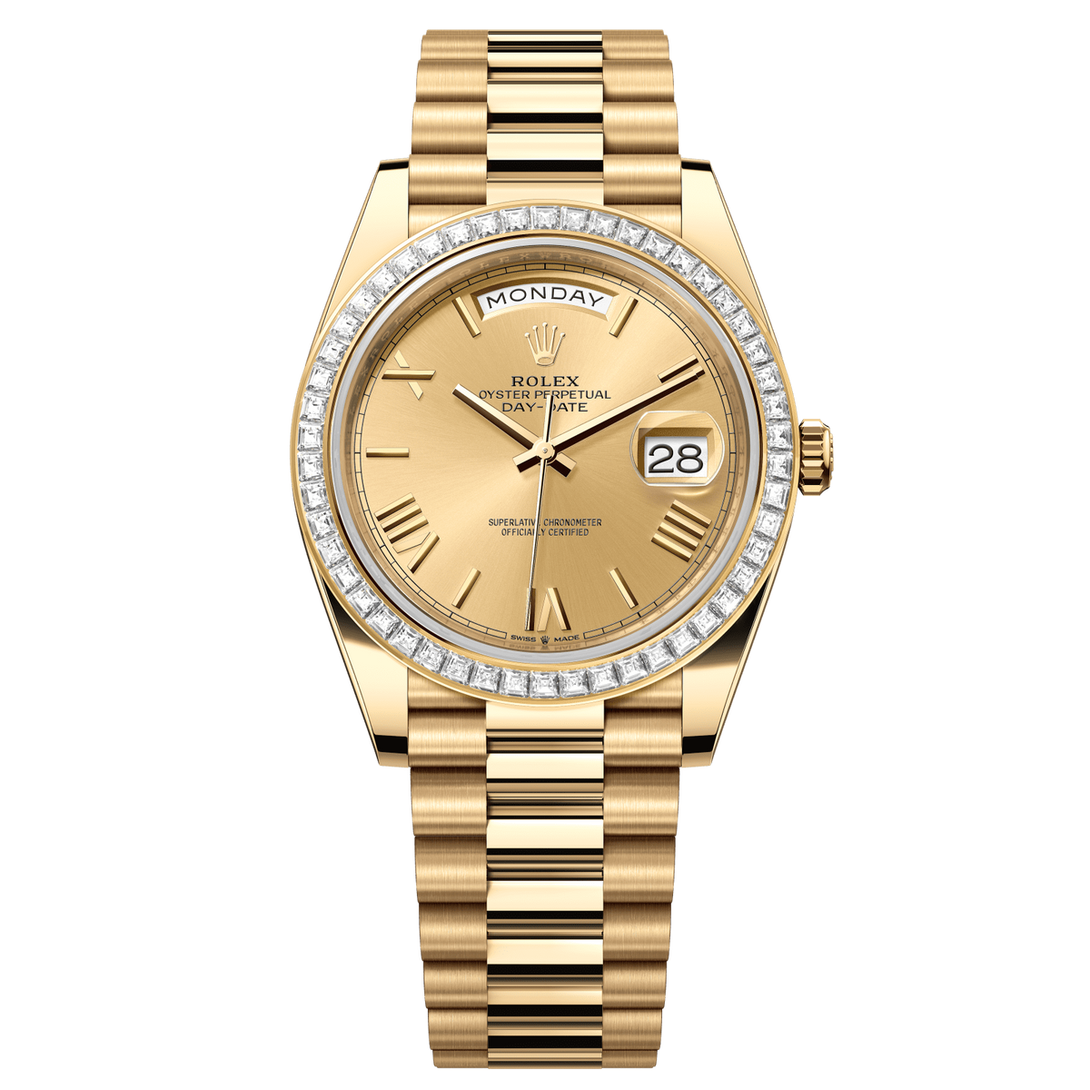 Rolex Day-Date 40 40 mm Champagne-Colour Dial with Diamonds 18k Yellow Gold President Bracelet 228398tbr-0003 - WATCHXNYC