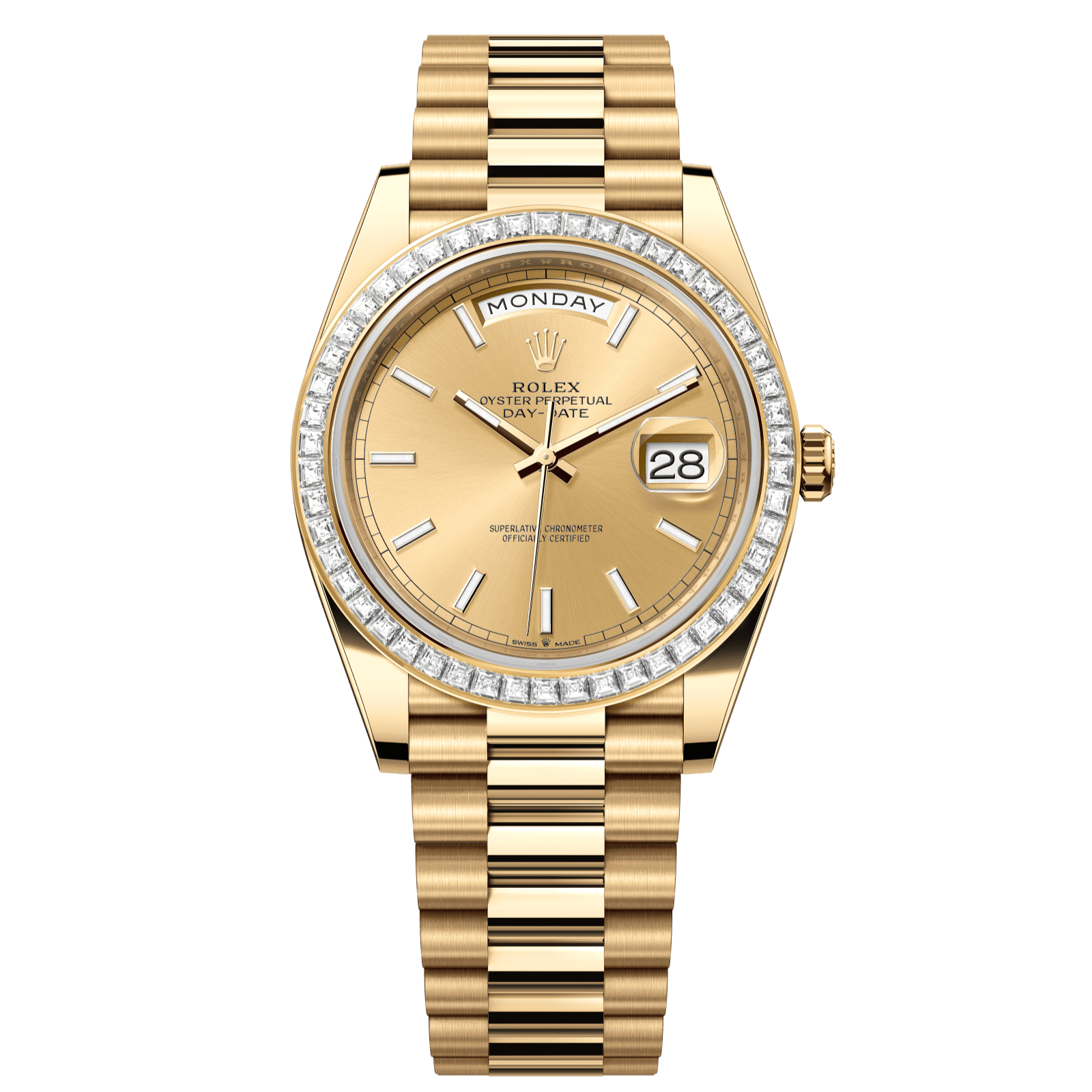 Rolex Day-Date 40 40 mm  Champagne-Colour Dial with Diamonds 18k Yellow Gold President Bracelet 228398tbr-0007 - WATCHXNYC