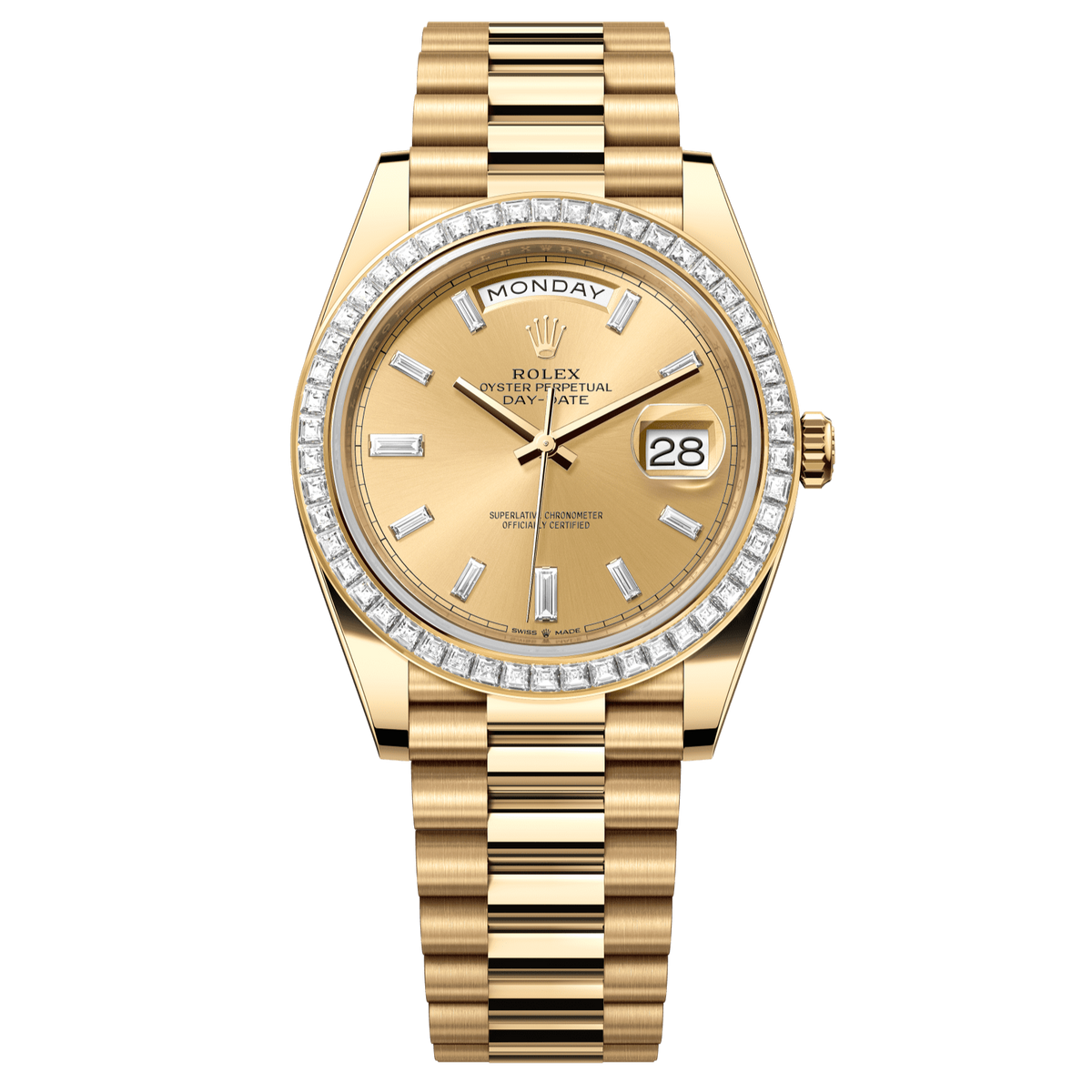 Rolex Day-Date 40 40 mm Champagne-Colour Set With Diamonds Dial 18k Yellow Gold President Bracelet 228398tbr-0002 - WATCHXNYC
