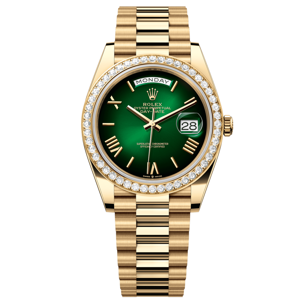 Rolex Day-Date 40 40 mm Green OmbrÈ Dial with Diamonds 18k Yellow Gold President Bracelet 228348rbr-0045 - WATCHXNYC