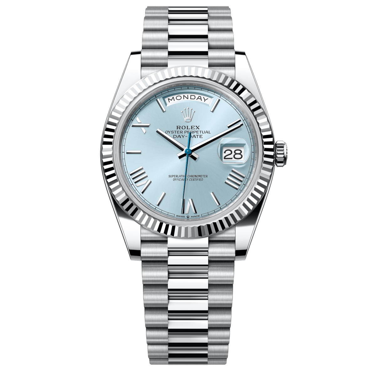 Rolex Day-Date 40 40 mm Ice-Blue  Dial Platinum President Bracelet 228236-0012 - WATCHXNYC