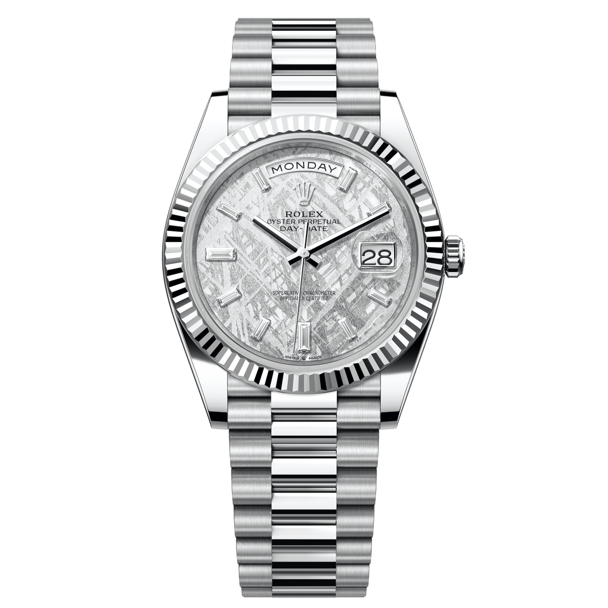 Rolex Day-Date 40 40 mm Meteorite Set With Diamonds Dial Platinum President Bracelet 228236-0011 - WATCHXNYC