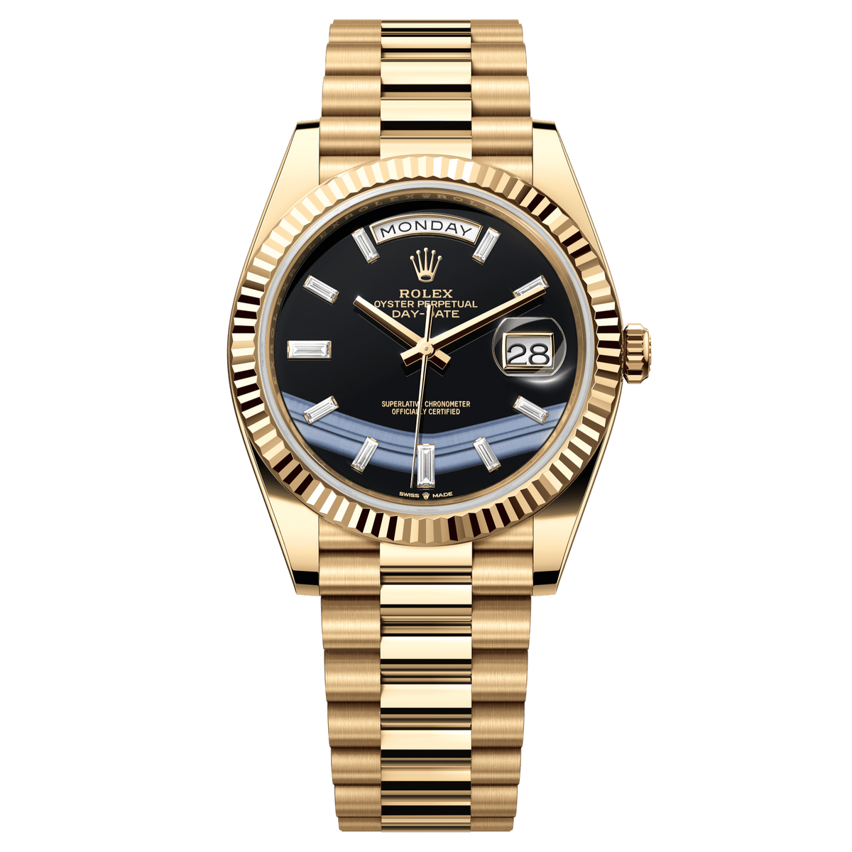 Rolex Day-Date 40 40 mm Onyx Set With Diamonds Dial 18k Yellow Gold President Bracelet 228238-0059 - WATCHXNYC