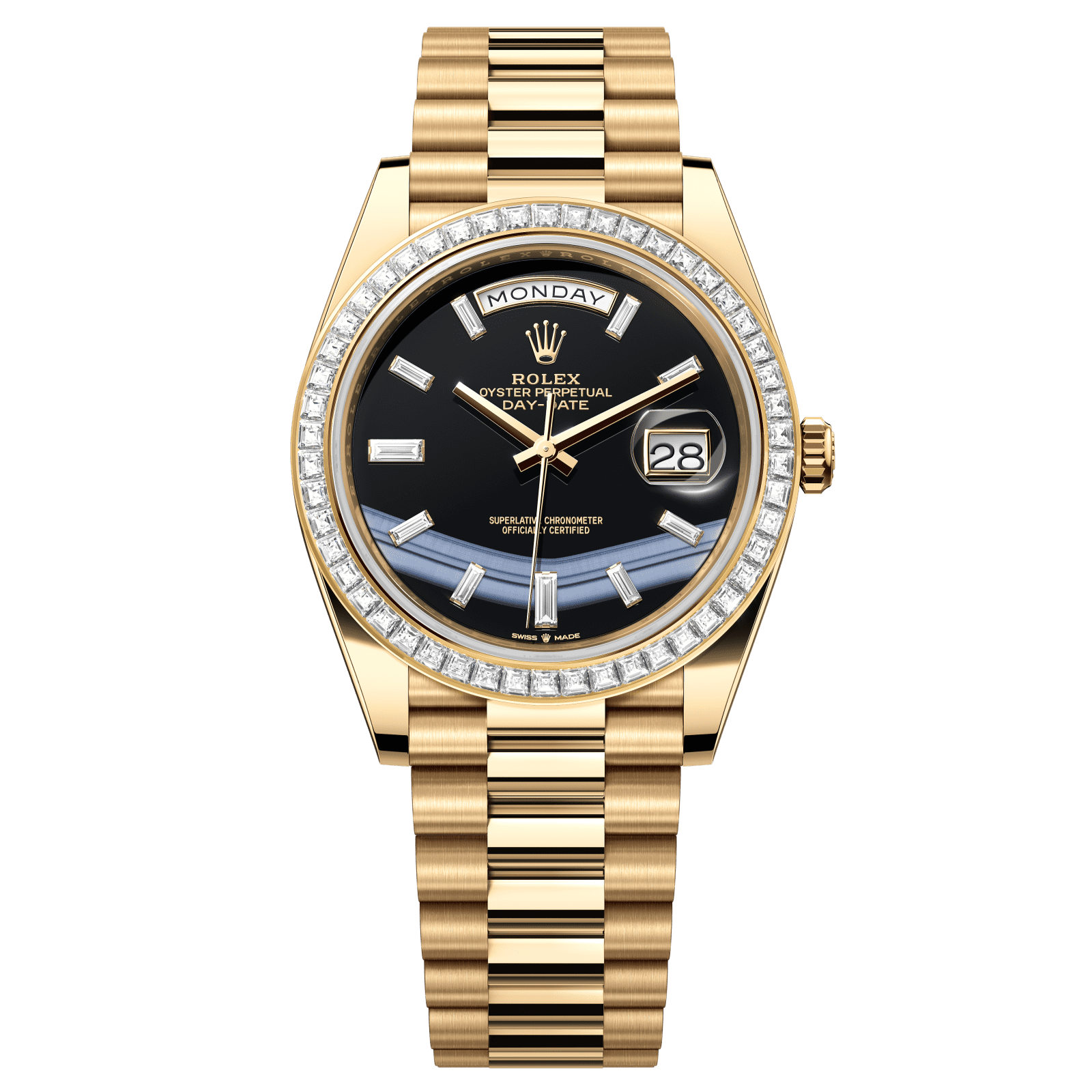 Rolex Day-Date 40 40 mm Onyx Set With Diamonds Dial 18k Yellow Gold President Bracelet 228398tbr-0038 - WATCHXNYC