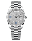 Rolex Day-Date 40 40 mm Paved With Diamonds And Sapphires Dial Platinum President Bracelet 228396tbr-0021 - WATCHXNYC