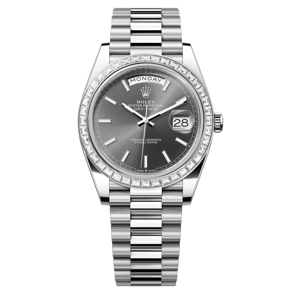 Rolex Day-Date 40 40 mm Slate Dial with Diamonds Platinum President Bracelet 228396tbr-0031 - WATCHXNYC