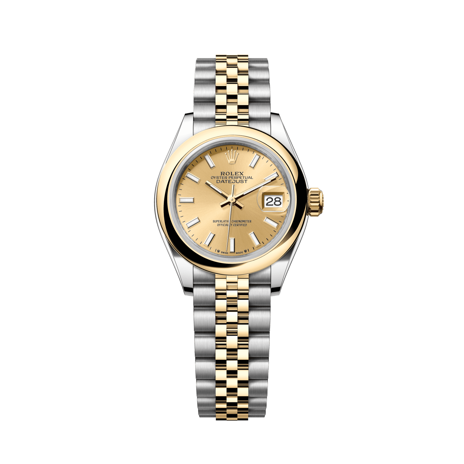 Rolex Lady-Datejust 28 mm Champagne-Colour Dial Oystersteel and 18k Yellow Gold Jubilee Bracelet 279163-0001 - WATCHXNYC