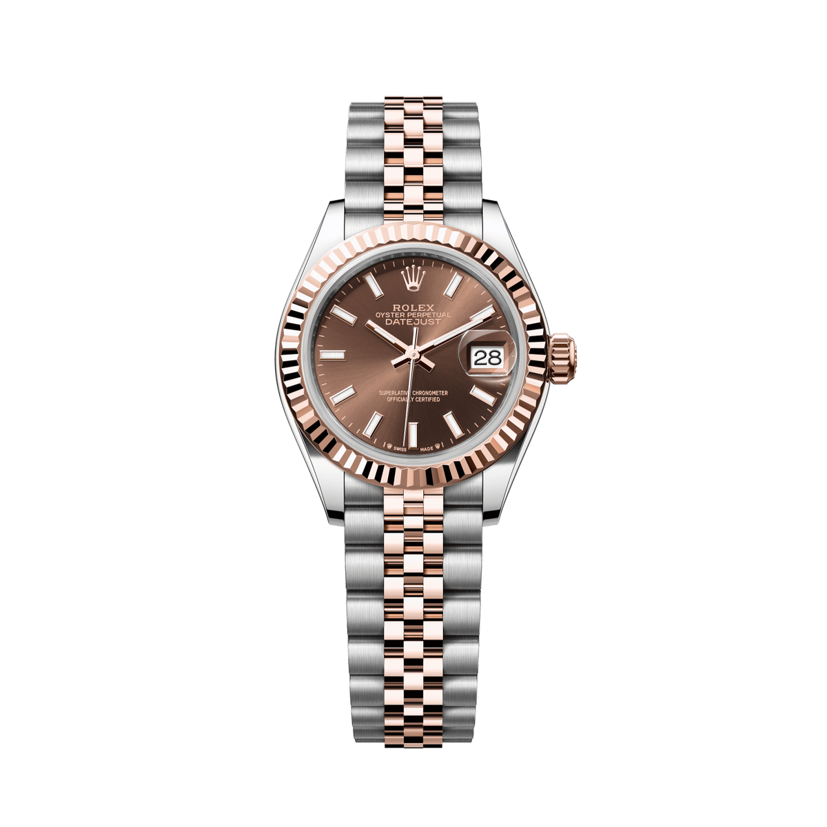 Rolex Lady-Datejust 28 mm Chocolate  Dial Oystersteel and Everose Gold Jubilee Bracelet 279171-0017 - WATCHXNYC