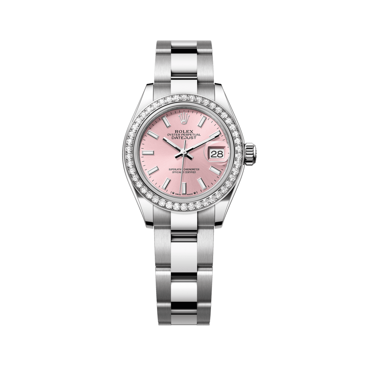 Rolex Lady-Datejust 28 mm Pink  Dial with Diamonds Oystersteel and White Gold Oyster Bracelet 279384rbr-0002 - WATCHXNYC
