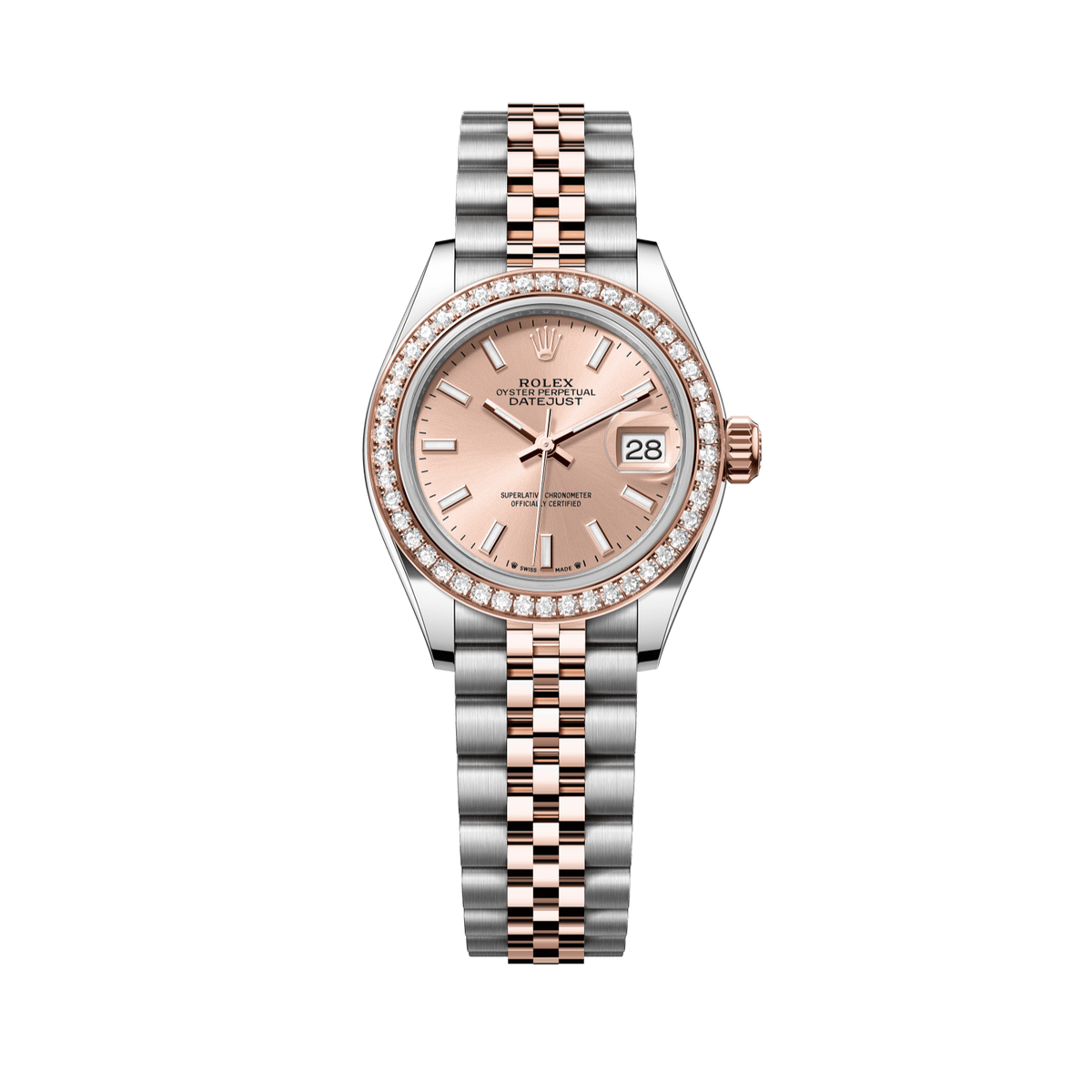 Rolex Lady-Datejust 28 mm RosÈ-Colour Dial  with Diamonds Oystersteel and Everose Gold Jubilee Bracelet 279381rbr-0023 - WATCHXNYC