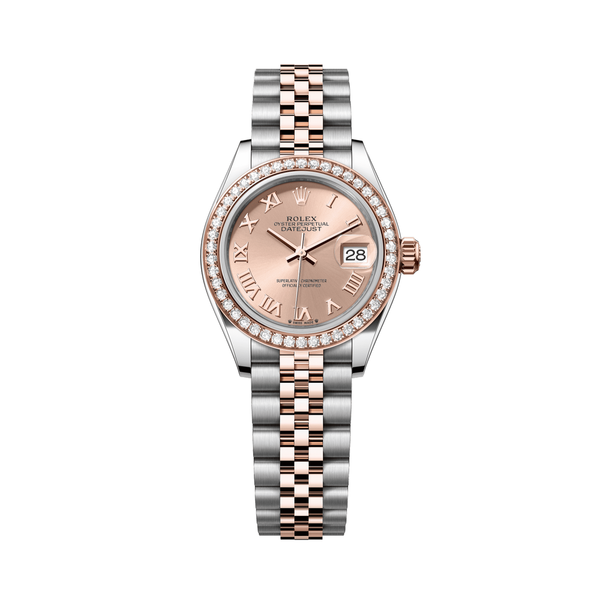 Rolex Lady-Datejust 28 mm RosÈ-Colour Dial  with Diamonds Oystersteel and Everose Gold Jubilee Bracelet 279381rbr-0025 - WATCHXNYC