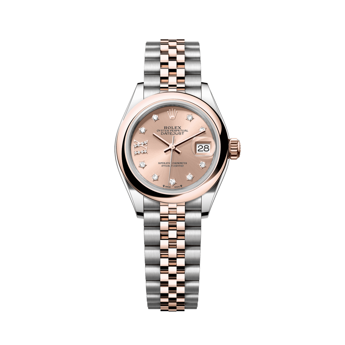 Rolex Lady-Datejust 28 mm RosÈ-Colour Set With Diamonds Dial Oystersteel and Everose Gold Jubilee Bracelet 279161-0027 - WATCHXNYC