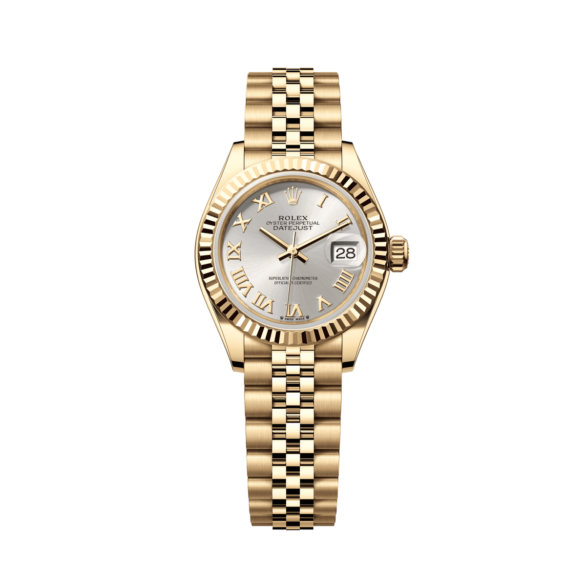 Rolex Lady-Datejust 28 mm Silver Dial 18k Yellow Gold Jubilee Bracelet. 279178-0021 - WATCHXNYC