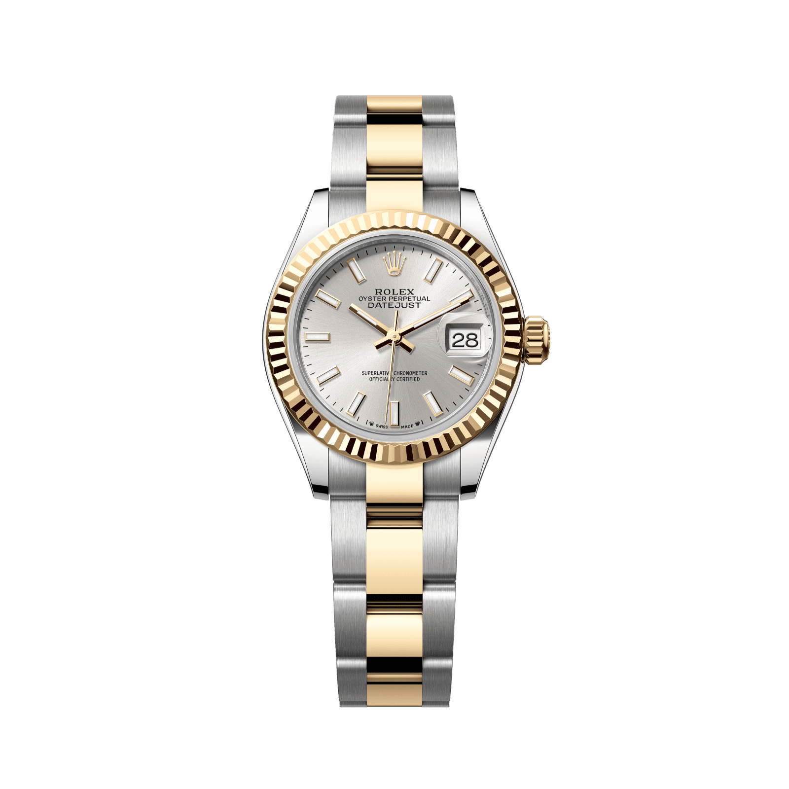 Rolex Lady-Datejust 28 mm Silver Dial Oystersteel and 18k Yellow Gold Oyster Bracelet 279173-0020 - WATCHXNYC