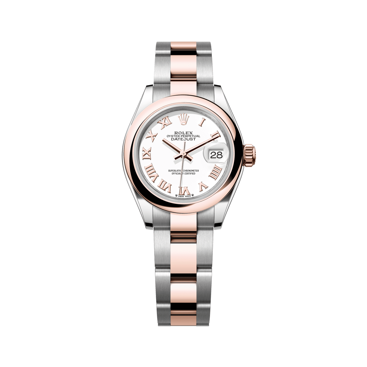 Rolex Lady-Datejust 28 mm White Dial Oystersteel and Everose Gold Oyster Bracelet 279161-0022 - WATCHXNYC