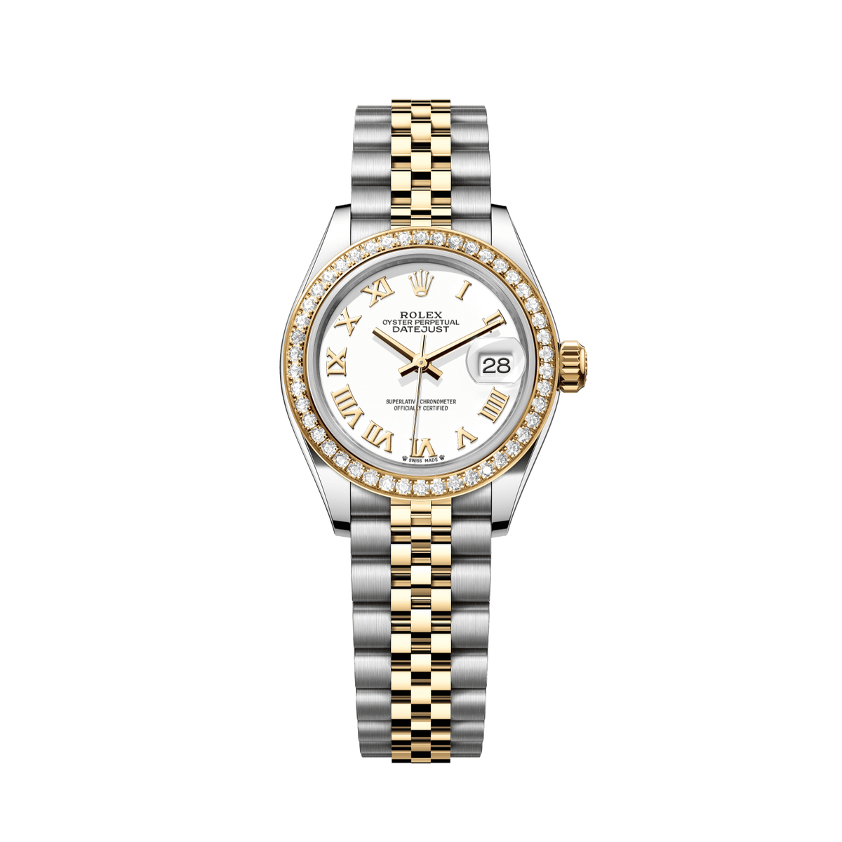 Rolex Lady-Datejust 28 mm White Dial with Diamonds  Oystersteel and 18k Yellow Gold Jubilee Bracelet 279383rbr-0023 - WATCHXNYC