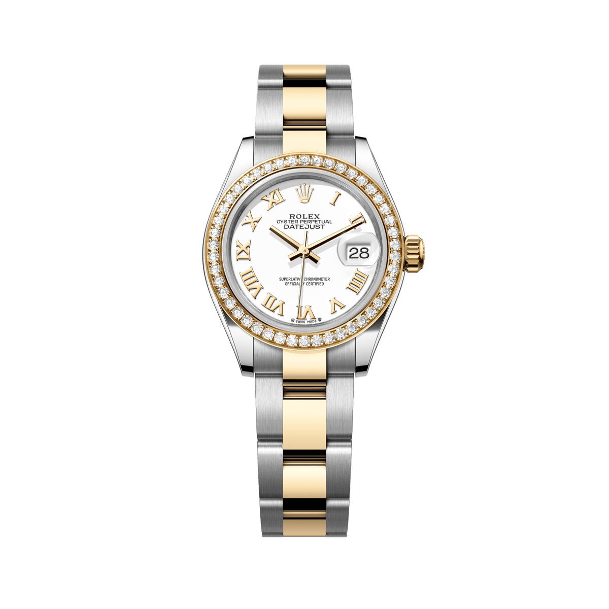 Rolex Lady-Datejust 28 mm White Dial with Diamonds  Oystersteel and 18k Yellow Gold Oyster Bracelet 279383rbr-0024 - WATCHXNYC