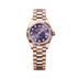 Rolex Oyster 28 mm Aubergine Set With Diamonds Dial 18 kt Everose Gold President, Semi-Circular Three-Piece Links 279175-0019