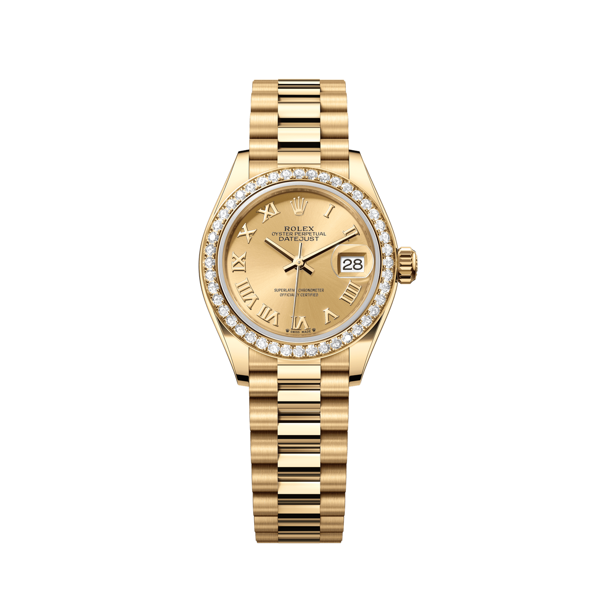 Rolex Oyster 28 mm Champagne-colour Dial 18k Yellow Gold President Bracelet 279138rbr-0023 - WATCHXNYC
