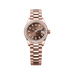 Rolex Oyster 28 mm Chocolate Dial 18 kt Everose Gold President, Semi-Circular Three-Piece Links 279135rbr-0005