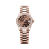 Rolex Oyster 28 mm Chocolate Dial 18 kt Everose Gold President, Semi-Circular Three-Piece Links 279135rbr-0016