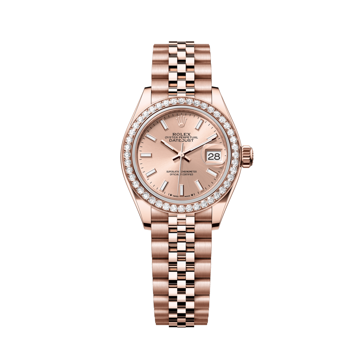 Rolex Oyster 28 mm Rose-colour Dial 18 kt Everose Gold Jubilee 279135rbr-0026 - WATCHXNYC