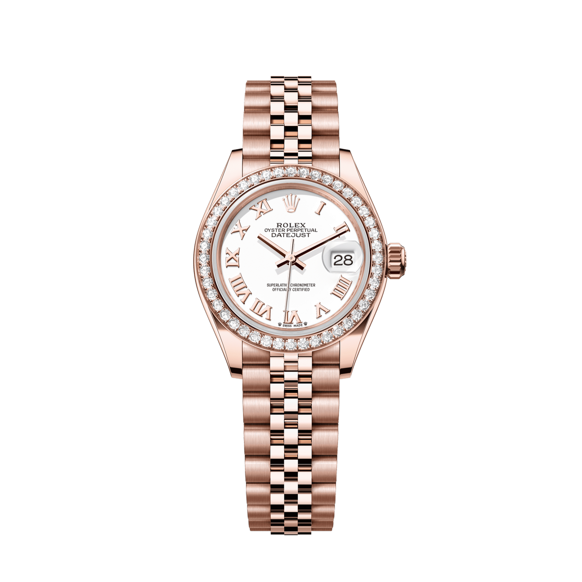 Rolex Oyster 28 mm White Dial 18 kt Everose Gold Jubilee 279135rbr-0024 - WATCHXNYC