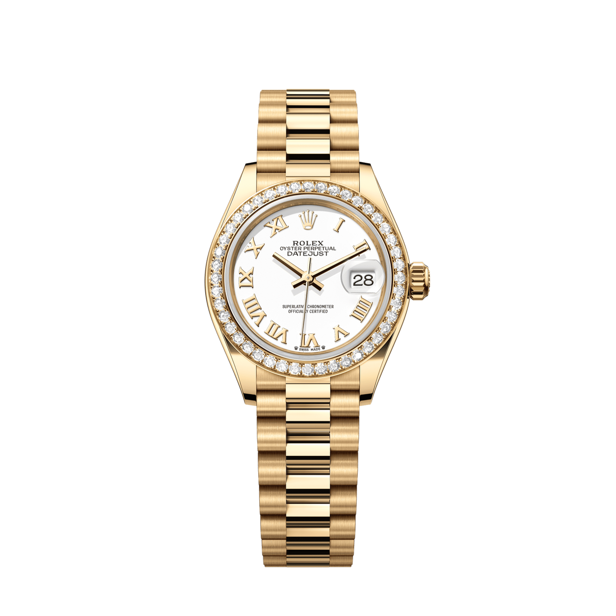 Rolex Oyster 28 mm White Dial 18k Yellow Gold President Bracelet 279138rbr-0031 - WATCHXNYC