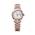 Rolex Oyster 28 mm White Mother-Of-Pearl Set With Diamonds Dial 18 kt Everose Gold President, Semi-Circular Three-Piece Links 279175-0017