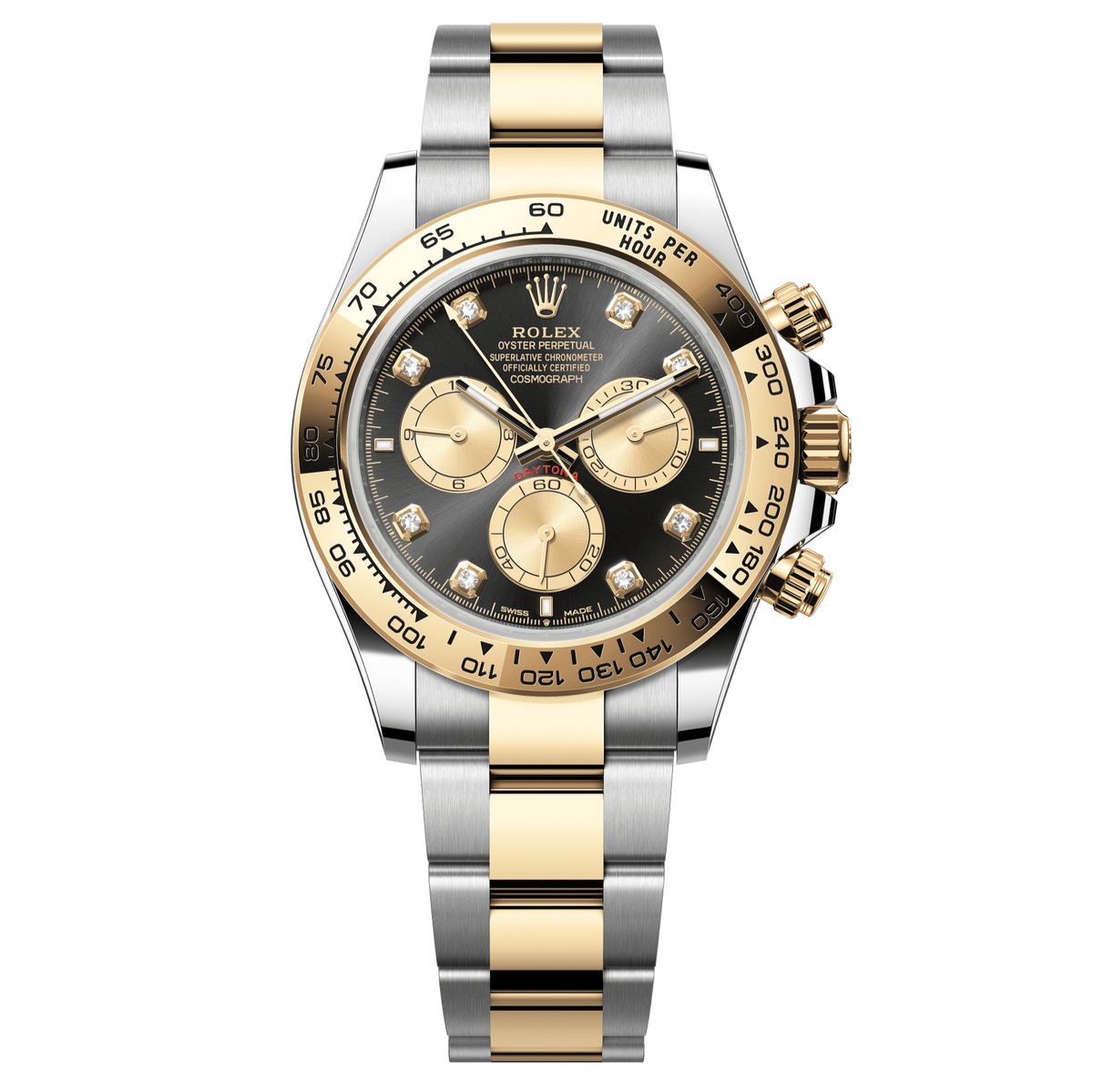 Rolex Oyster 40 mm Bright Black And Golden Set With Diamonds Dial Yellow Rolesor - combination of Oystersteel and yellow gold Oysterflex 126503-0002 - Wrist Boutique