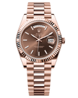 Rolex Oyster 40 mm Chocolate Dial 18 kt Everose Gold President, Semi-Circular Three-Piece Links 228235-0053 - WATCHXNYC