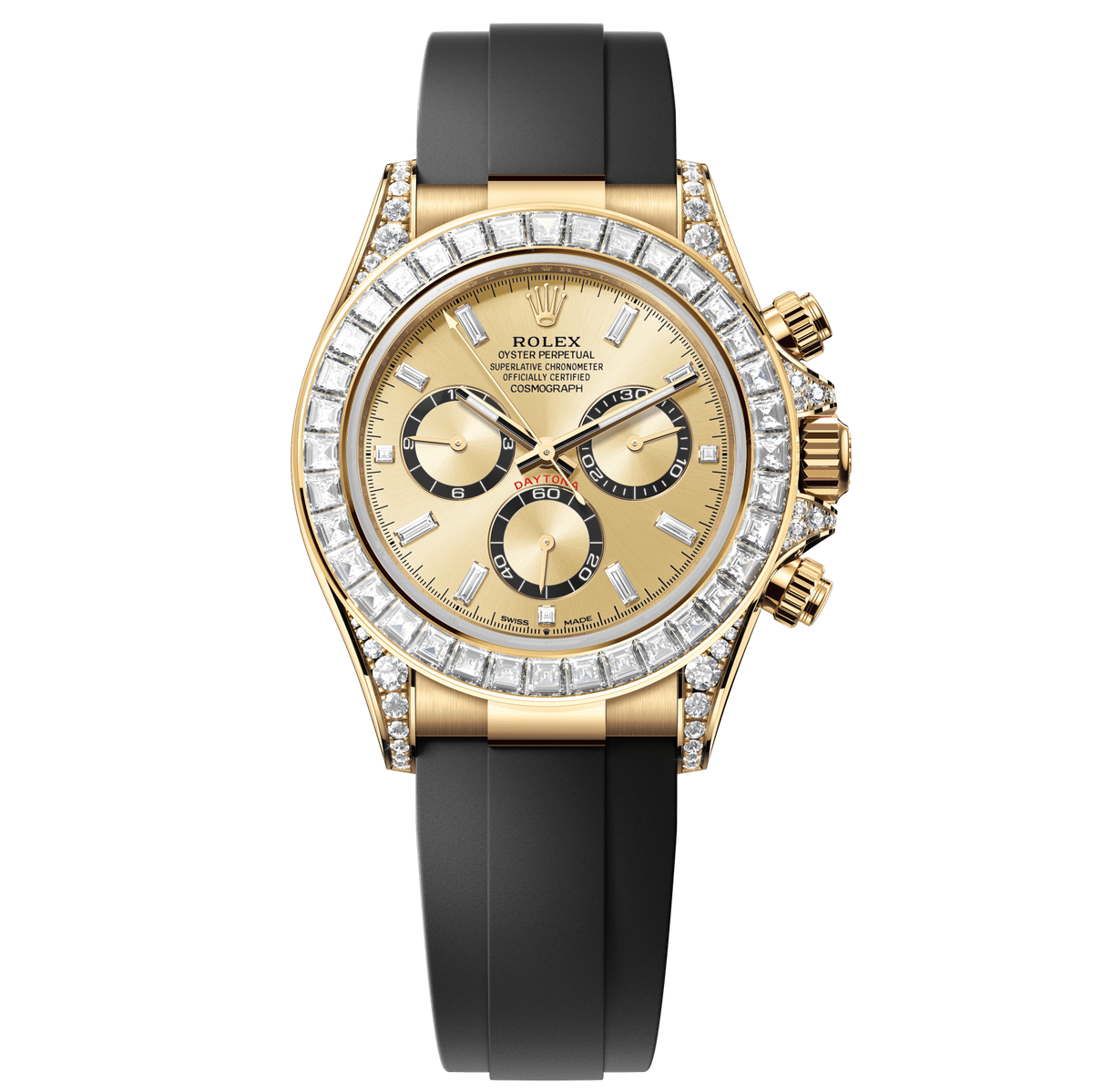 Rolex Oyster 40 mm Golden, Bright Black Counter Rings Set With Diamonds Dial 18 kt Yellow Gold With Lugs Set With Diamonds Oysterflex 126538tbr-0004 - Wrist Boutique
