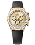 Rolex Oyster 40 mm Golden, Bright Black Counter Rings Set With Diamonds Dial 18 kt Yellow Gold With Lugs Set With Diamonds Oysterflex 126538tbr-0004 - WATCHXNYC