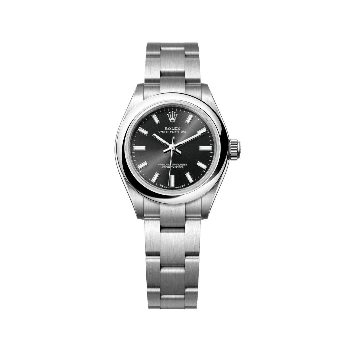 Rolex Oyster Perpetual 28 28 mm Bright Black Dial Oystersteel Oyster Bracelet 276200-0002 - WATCHXNYC
