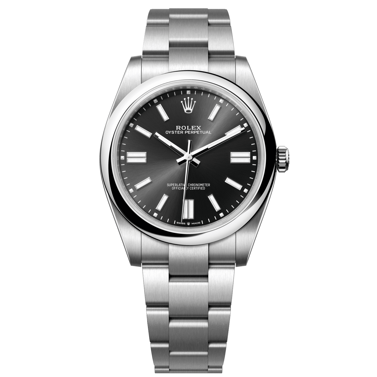 Rolex Oyster Perpetual  41 mm Bright Black Dial Oyster steel  Bracelet 124300-0002 - WATCHXNYC