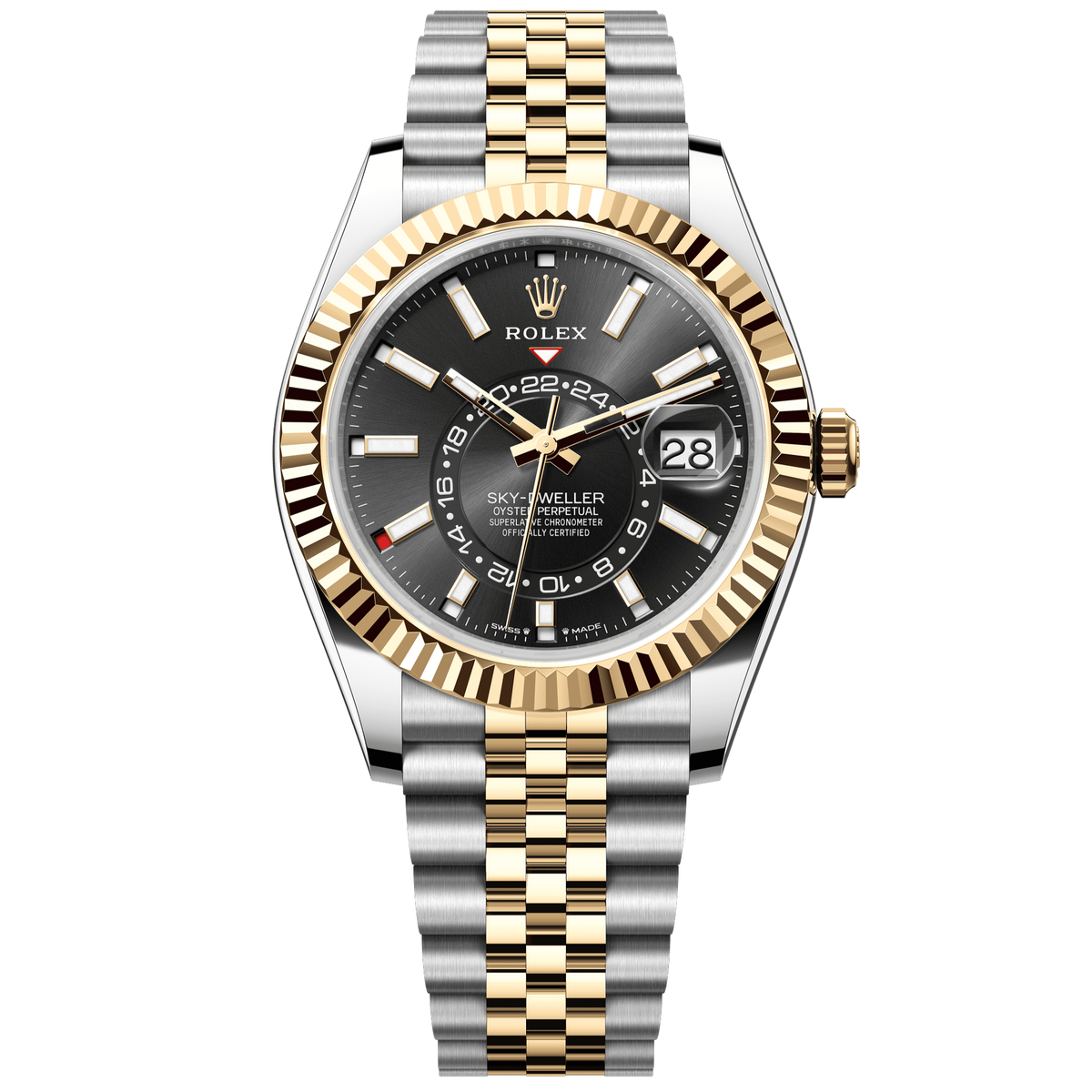 Rolex Sky-Dweller 42 mm Bright black Dial 18k Yellow Gold Oyster Bracelet 336933-0004 - WATCHXNYC