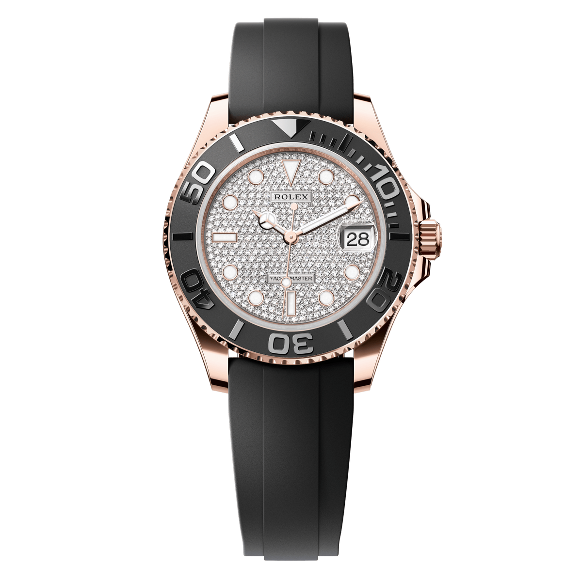Rolex Yacht-Master 37 37 mm Diamond-paved Dial  18 kt Everose gold Oysterflex bracelet 268655-0019 - WATCHXNYC