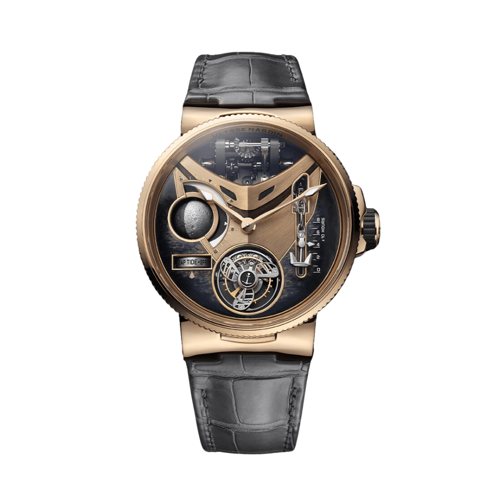 Ulysse Nardin Marine Mega Yacht 44 mm Dark Grey Dial 18k Rose Gold Leather Strap 6312-305 - WATCHXNYC