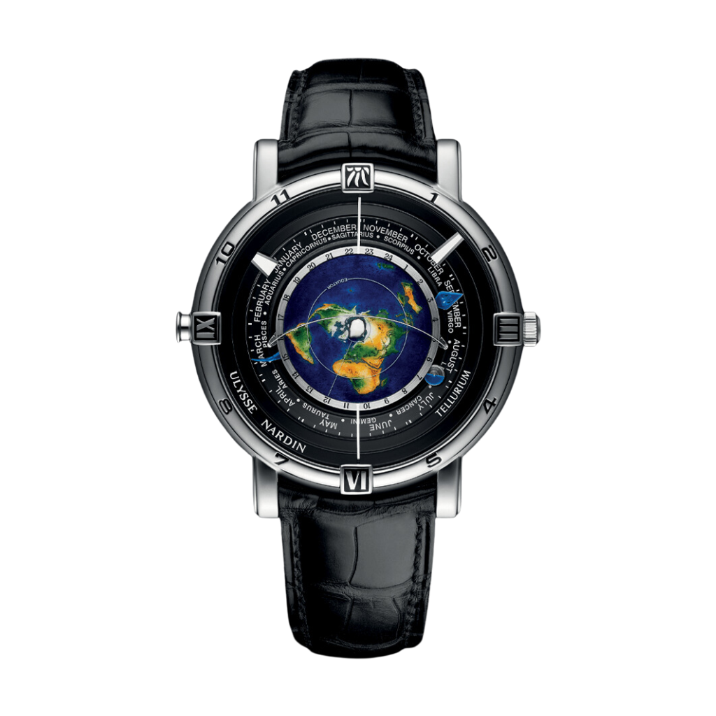 Ulysse Nardin Trilogy 43 mm Black Dial Platinum Leather Strap 889-70 - WATCHXNYC