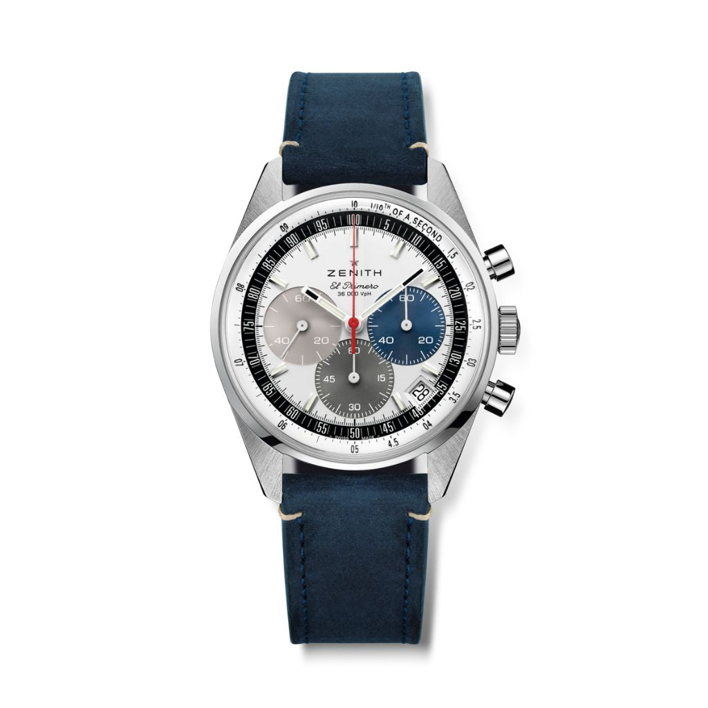 Zenith CHRONOMASTER EP ORIGINAL 38 mm White Dial Stainless Steel   Leather Strap 03.3200.3600/69.C902 - WATCHXNYC
